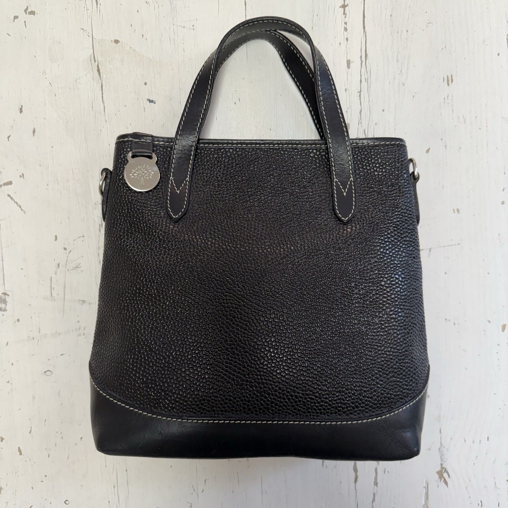 Vintage Mulberry Handbag Black Scotch Grain Leather Micro Bag & Coin Purse $1250 - Picture 3 of 15
